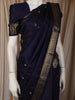 Deep Navy Blue Butta Zari Woven Design Pure Kanchipuram Silk Saree with Zari Border
