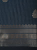 Deep Navy Blue Checked Zari Woven Design Art Silk Saree with Zari Border