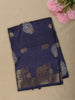 Deep Navy Blue Elephant Motif Zari Woven Design Mixed Cotton Saree