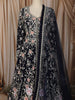 Deep Navy Blue  Floral Beads and Zardozi Embroidered Design Net Mastani Lehenga with Dupatta