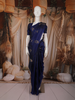 Deep Navy Blue Floral Butta Design Soft Silk Fancy Wear Saree with Self Border