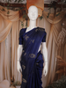 Deep Navy Blue Floral Butta Design Soft Silk Fancy Wear Saree with Self Border