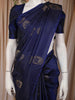 Deep Navy Blue Floral Butta Design Soft Silk Fancy Wear Saree with Self Border