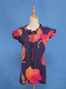 Deep Navy Blue Floral Design Cotton Kurti Top