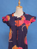 Deep Navy Blue Floral Design Cotton Kurti Top