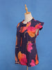 Deep Navy Blue Floral Design Cotton Kurti Top