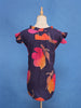 Deep Navy Blue Floral Design Cotton Kurti Top