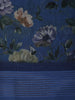 Deep Navy Blue Floral Printed Chiffon Saree with Self Woven Border