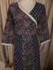 Deep Navy Blue Floral Printed Design Cotton Anarkali Salwar Suit with Dupatta