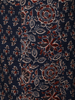 Deep Navy Blue Floral Printed Design Cotton Anarkali Salwar Suit with Dupatta