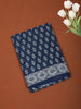 Deep Navy Blue Floral Printed Design Cotton Casual Wear Saree
