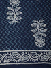 Deep Navy Blue Floral Printed Design Cotton Casual Wear Saree