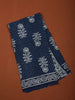Deep Navy Blue Floral Printed Design Cotton Casual Wear Saree