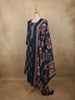 Deep Navy Blue Floral Printed Design Cotton Salwar Suit with Dupatta