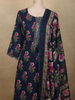 Deep Navy Blue Floral Printed Design Cotton Salwar Suit with Dupatta