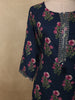 Deep Navy Blue Floral Printed Design Cotton Salwar Suit with Dupatta