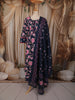 Deep Navy Blue Floral Printed Design Cotton Salwar Suit with Matching Dupatta