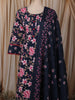 Deep Navy Blue Floral Printed Design Cotton Salwar Suit with Matching Dupatta