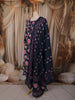 Deep Navy Blue Floral Printed Design Cotton Salwar Suit with Matching Dupatta