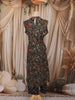 Deep Navy Blue Floral Printed Design Cotton Straight Cut Salwar Suit