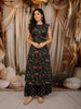 Deep Navy Blue Floral Printed Design Cotton Straight Cut Salwar Suit