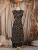 Deep Navy Blue Floral Printed Design Cotton Straight Cut Salwar Suit