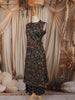 Deep Navy Blue Floral Printed Design Cotton Straight Cut Salwar Suit