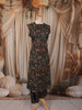 Deep Navy Blue Floral Printed Design Cotton Straight Cut Salwar Suit