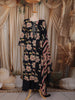 Deep Navy Blue Floral Printed Design Cotton Straight Cut Salwar Suit with Matching Dupatta