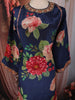 Deep Navy Blue Floral Printed Design Synthetic Palazzo Suit