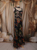 Deep Navy Blue Floral Sequins Embroidered Design Georgette Palazzo Suit with Choker Dupatta