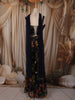 Deep Navy Blue Floral Sequins Embroidered Design Georgette Palazzo Suit with Choker Dupatta