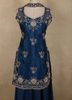 Deep Navy Blue Floral Sequins and Beads Embroidered Design Georgette Palazzo Suit