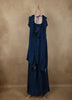 Deep Navy Blue Floral Sequins and Beads Embroidered Design Georgette Palazzo Suit