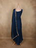 Deep Navy Blue Floral Sequins and Beads Embroidered Design Georgette Palazzo Suit with Dupatta