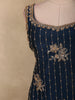 Deep Navy Blue Floral Sequins and Beads Embroidered Design Georgette Palazzo Suit with Dupatta