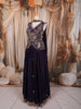 Deep Navy Blue Floral Sequins and Beads Embroidered Organza Bridesmaids Lehenga with Choker Dupatta