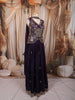 Deep Navy Blue Floral Sequins and Beads Embroidered Organza Bridesmaids Lehenga with Choker Dupatta