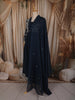 Deep Navy Blue Floral Thread Embroidered Design Cotton Anarkali Salwar Suit with Dupatta