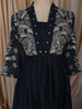 Deep Navy Blue Floral Thread Embroidered Design Cotton Anarkali Salwar Suit with Dupatta