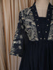 Deep Navy Blue Floral Thread Embroidered Design Cotton Anarkali Salwar Suit with Dupatta