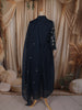 Deep Navy Blue Floral Thread Embroidered Design Cotton Anarkali Salwar Suit with Dupatta