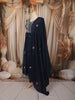 Deep Navy Blue Floral Thread Embroidered Design Cotton Anarkali Salwar Suit with Matching Dupatta