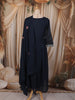 Deep Navy Blue Floral Thread Embroidered Design Cotton Anarkali Salwar Suit with Matching Dupatta