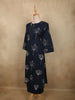 Deep Navy Blue Floral Thread Embroidered Design Cotton Salwar Suit