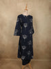 Deep Navy Blue Floral Thread Embroidered Design Cotton Salwar Suit