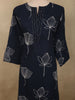 Deep Navy Blue Floral Thread Embroidered Design Cotton Salwar Suit