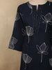 Deep Navy Blue Floral Thread Embroidered Design Cotton Salwar Suit