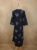 Deep Navy Blue Floral Thread Embroidered Design Cotton Salwar Suit