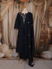 Deep Navy Blue Floral Thread Embroidered Design Cotton Straight Cut Salwar Suit with Dupatta